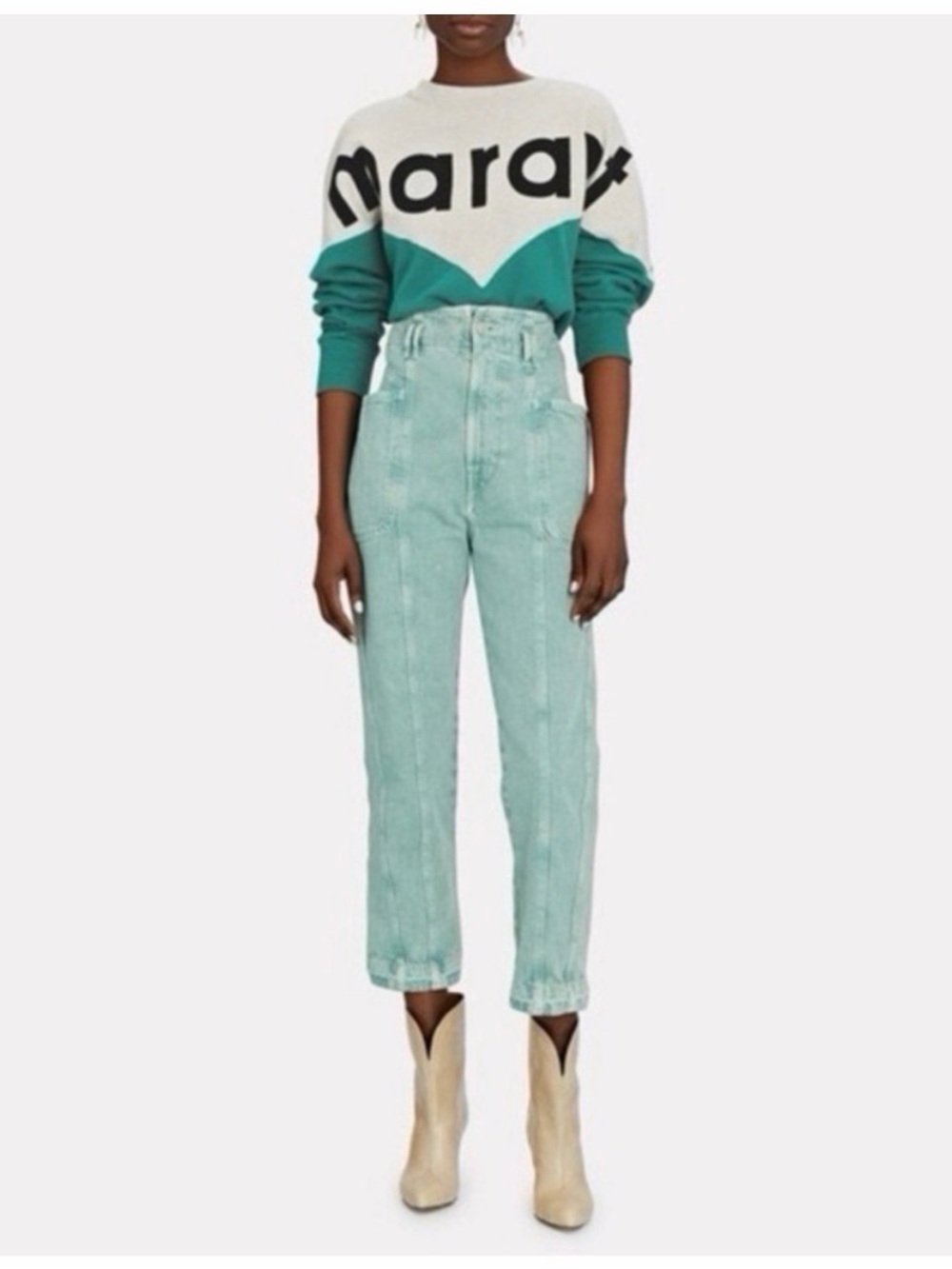 Isabel Etoile Marant Tucson Cropped High-Waist Celadon Women’s Jeans